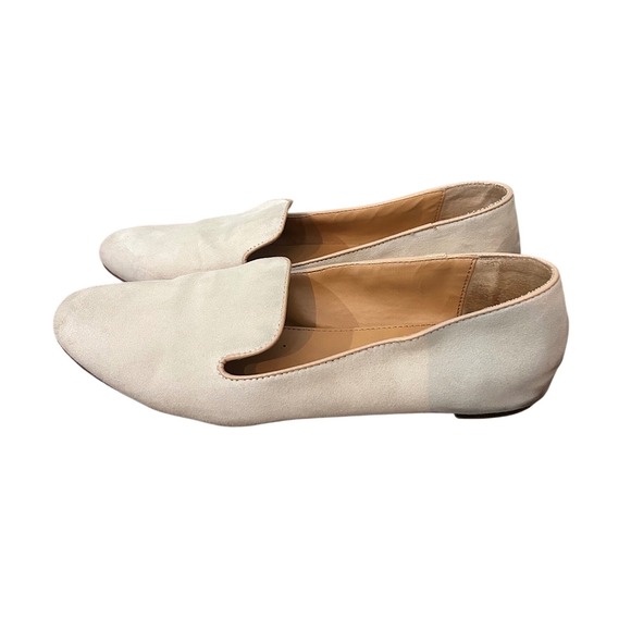 J.Crew Shoes - J.Crew Cream‎ Leather Loafers Womens 8 Suede Almond Toe Flats 09141